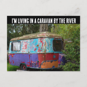 HIPPIE CAMPER TRAILER WONEN BIJ RIVER BRIEFKAARTEN