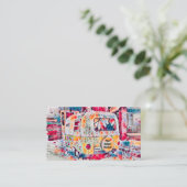 Hippie Camper Yellow Glamping Visitekaartje (Staand voorkant)