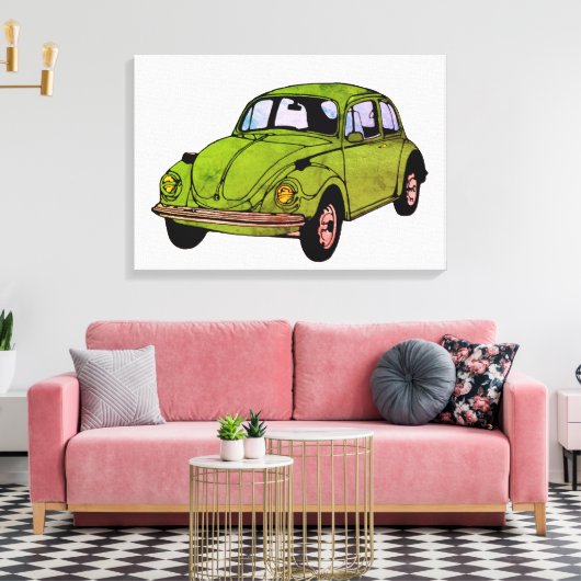 Hippie Car Drawing Wrapped Canvas (Insitu (Woonkamer))