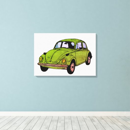 Hippie Car Drawing Wrapped Canvas (Insitu (Houten vloer))