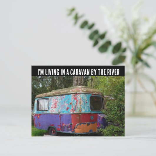 HIPPIE CARAVAN IK LEEF BIJ RIVER BRIEFKAARTEN (Staand voorkant)