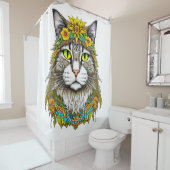 Hippie Cat Douchegordijn (In situ)