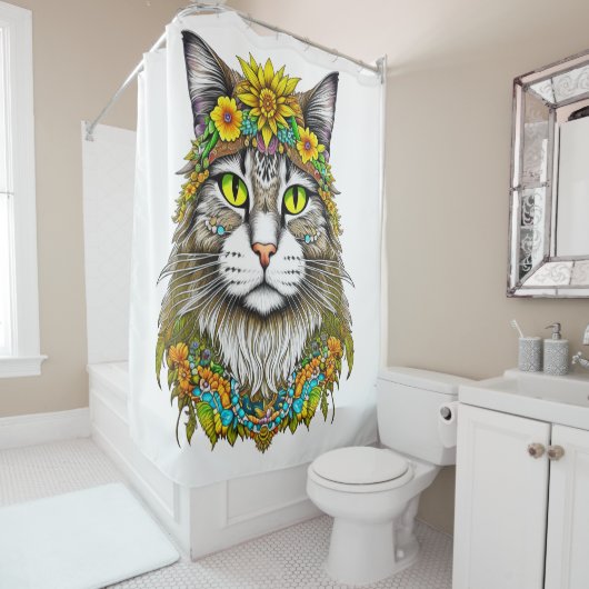 Hippie Cat Douchegordijn (In situ)