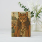 Hippie Cat op een muziekfestival Briefkaart (Staand voorkant)