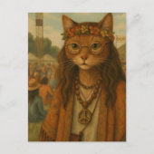 Hippie Cat op een muziekfestival Briefkaart (Voorkant)