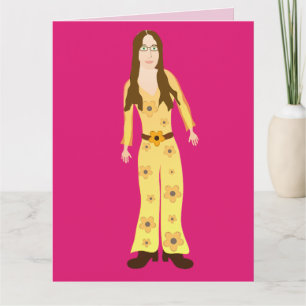 HIPPIE CHICK 1960S GROOVY BIRTHDAY KAART VOOR VRIE