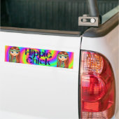 Hippie Chick 1960s Tie Dye Big Eye Doll Headband Bumpersticker (Op Truck)