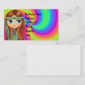 Hippie Chick 1960s Tie Dye Big Eye Doll Visitekaartje (Voorkant / Achterkant)