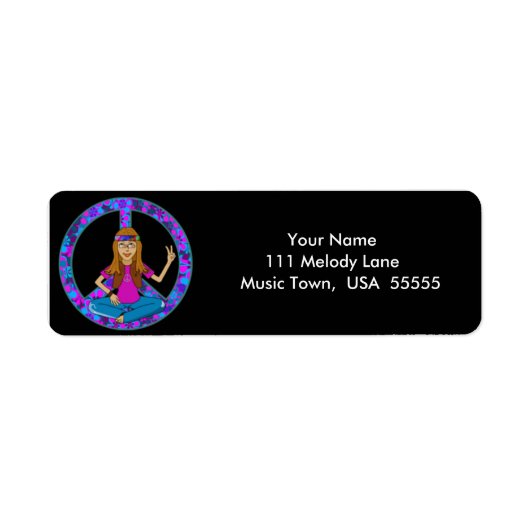 Hippie chick adreslabel etiket (Voorkant)