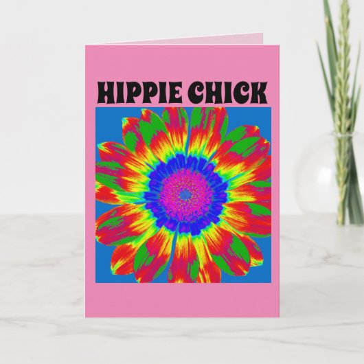 HIPPIE CHICK BIRTHDAY KAART (Voorkant)