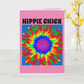 HIPPIE CHICK BIRTHDAY KAART (Gele Bloem)