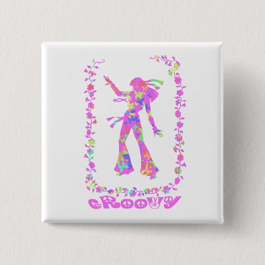 Hippie Chick Groovy Button (Voorkant)