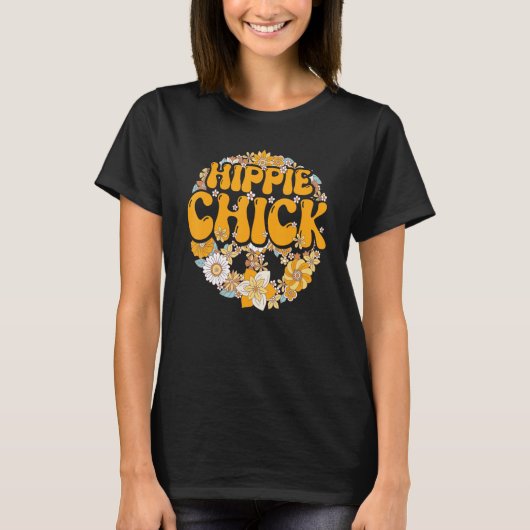 Hippie Chick  Hippie Floral Groovy T-shirt (Voorkant)