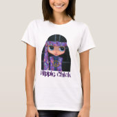 Hippie Chick in het Paarse vredesbord van 1960 T-shirt (Voorkant)