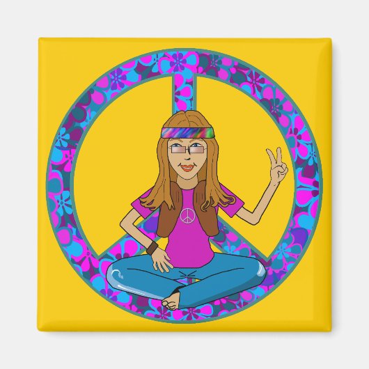 Hippie Chick Magneet (Voorkant)