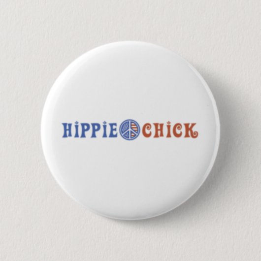Hippie Chick met vredesbord Ronde Button 5,7 Cm (Voorkant)