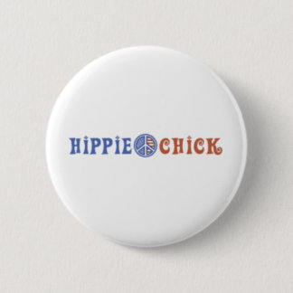 Hippie Chick met vredesbord Ronde Button 5,7 Cm