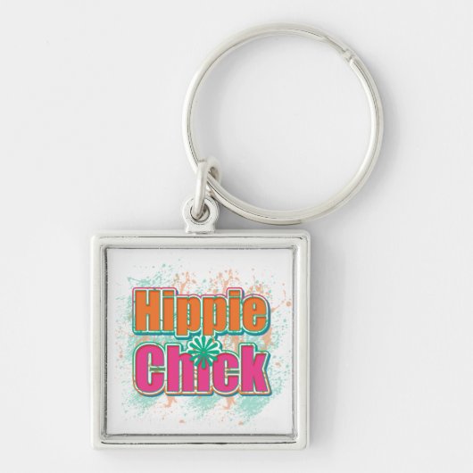 Hippie Chick Paint Splash Sleutelhanger (Voorkant)