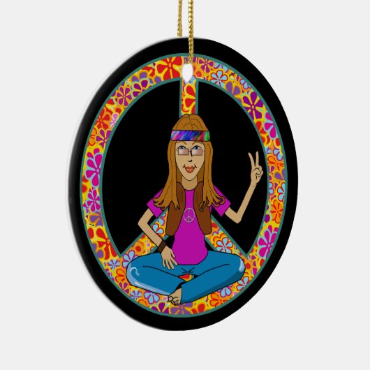 Hippie chick Peace Sign Ornament (Rechts)