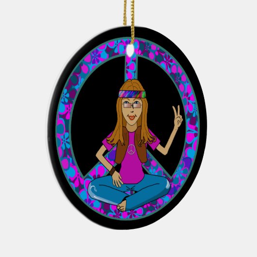 Hippie chick Peace Sign Ornament (Rechts)
