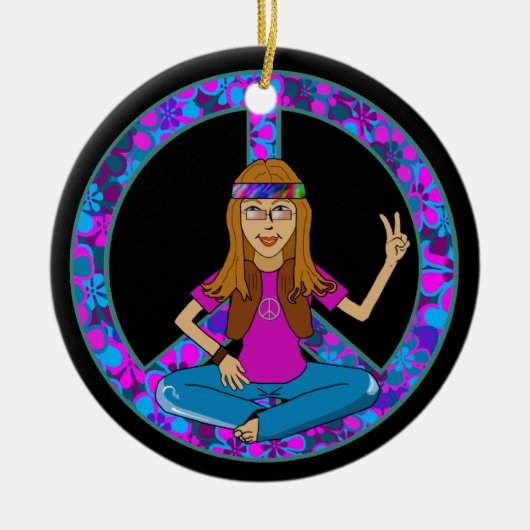 Hippie chick Peace Sign Ornament (Voorkant)