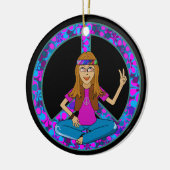Hippie chick Peace Sign Ornament (Links)