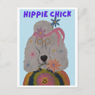 Hippie Chick Poodle Bloemenkind  Uitnodiging Briefkaart