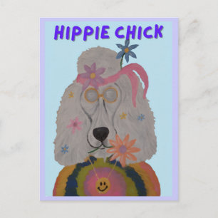 Hippie Chick Poodle Bloemenkind Uitnodiging Briefkaart
