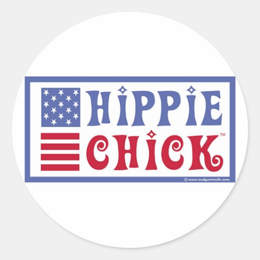Hippie Chick retro design sticker (Voorkant)