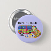 Hippie Chick Ronde Button 5,7 Cm (Voorkant /achterkant)
