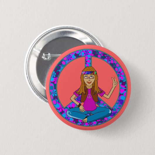 Hippie Chick Ronde Button 5,7 Cm (Voorkant /achterkant)
