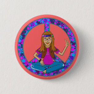 Hippie Chick Ronde Button 5,7 Cm