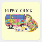 Hippie Chick Vierkante Sticker (Voorkant)