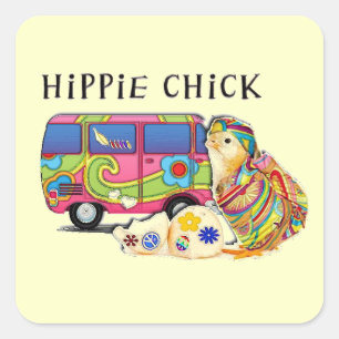Hippie Chick Vierkante Sticker