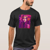 Hippie Child In Pink With Flowers In Her Hair Retr T-shirt (Voorkant)