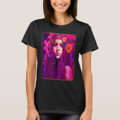 Hippie Child In Pink With Flowers In Her Hair Retr T-shirt (Voorkant)
