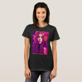 Hippie Child In Pink With Flowers In Her Hair Retr T-shirt (Voorkant volledig)