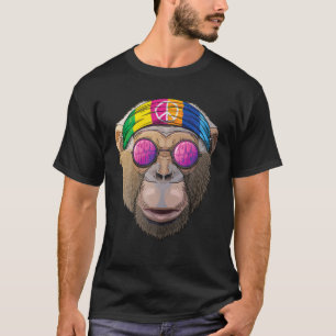 Hippie Chimpansee Liefde Vredesbord 70s Hippie Chi T-shirt