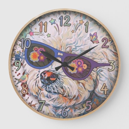 Hippie 'Chon de Bichon Grote Klok (Voorkant)