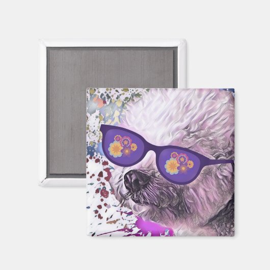 Hippie 'Chon de Bichon Maan Magneet (Voorkant / Achterkant)