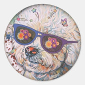 Hippie 'Chon Flexibele Magneet Ronde Sticker (Voorkant)
