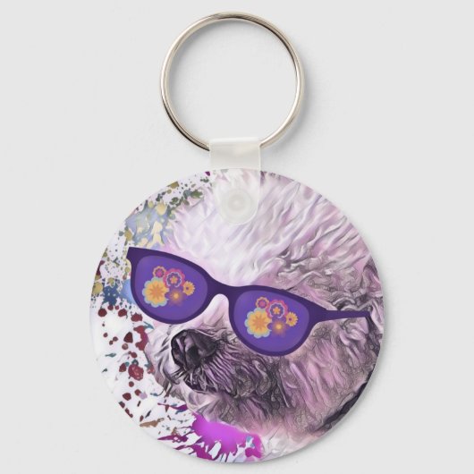 Hippie 'Chon the Bichon Sleutelhanger (Voorkant)