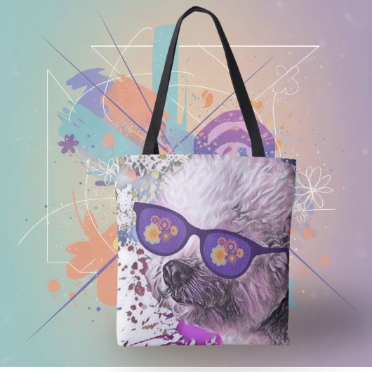 Hippie 'Chon the Bichon Tote Bag