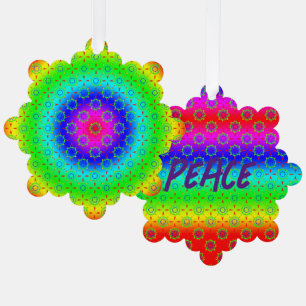 Hippie Christmas Peace Voeg Jouw tekst toe Ornament Kaart
