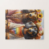 Hippie Dachshunds Legpuzzel (Horizontaal)