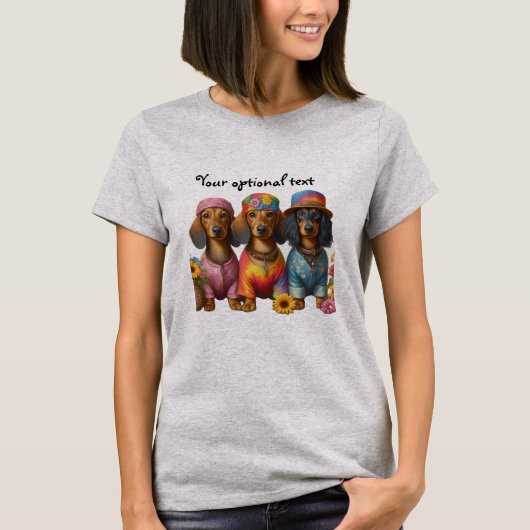 Hippie Dachshunds T-shirt (Voorkant)