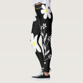 Hippie Daisy Chain Flower Boho Black White Yoga Leggings (Links)