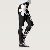 Hippie Daisy Chain Flower Boho Black White Yoga Leggings (Rechts)