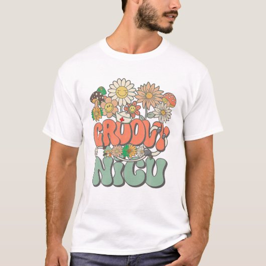 Hippie Daisy Flower Nurse Retro T-shirt (Voorkant)