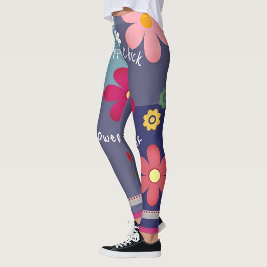 Hippie Daisy Flower Power Boho Paars Pink Yoga Leggings (Links)